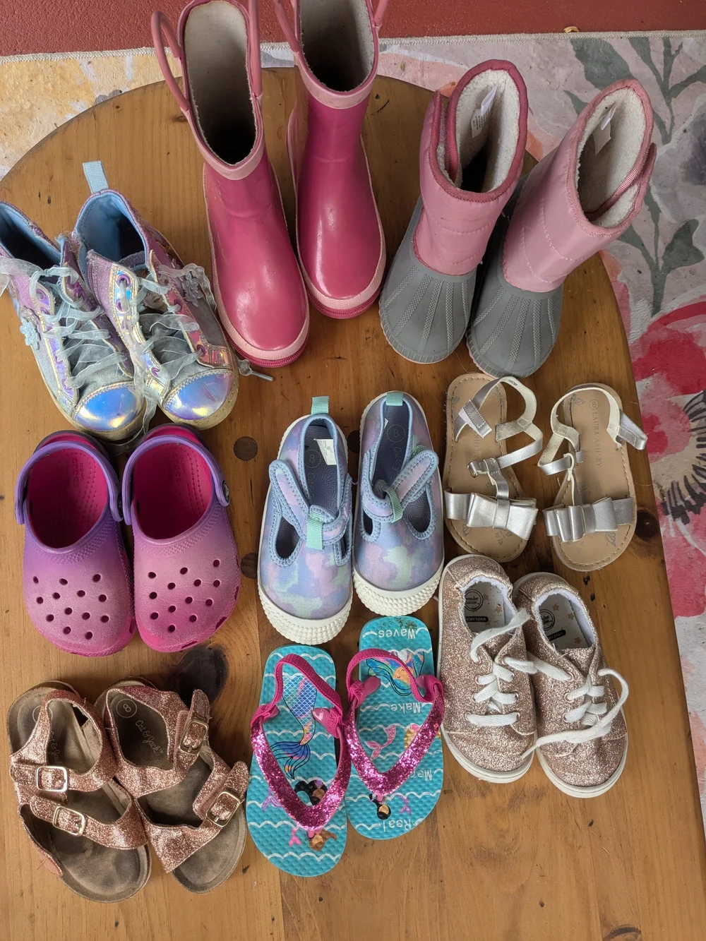2pc Toddler Girl Winter Snow Boots & Rain Boots Lot Size 7/8